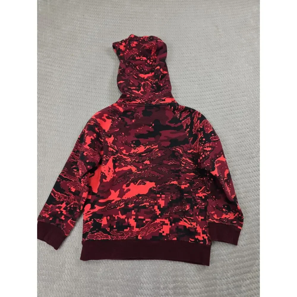 Under Armour Sweatshirt Boys Youth XS Red Camo Hooded Pullover
